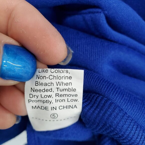 SHEIN New York Graphic Thermal Hoodie Sweatshirt Size XL Blue Kangaroo Pocket - Picture 11 of 13